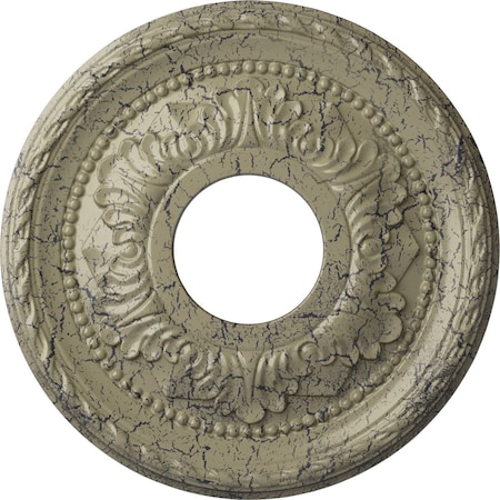 Ekena Millwork Palmetto Ceiling Medallion (Canopies up to 4 7/8"), 12 1/8"OD x 3 1/2"ID x 1"P, Castle Stone Crackle CM12PMCSC